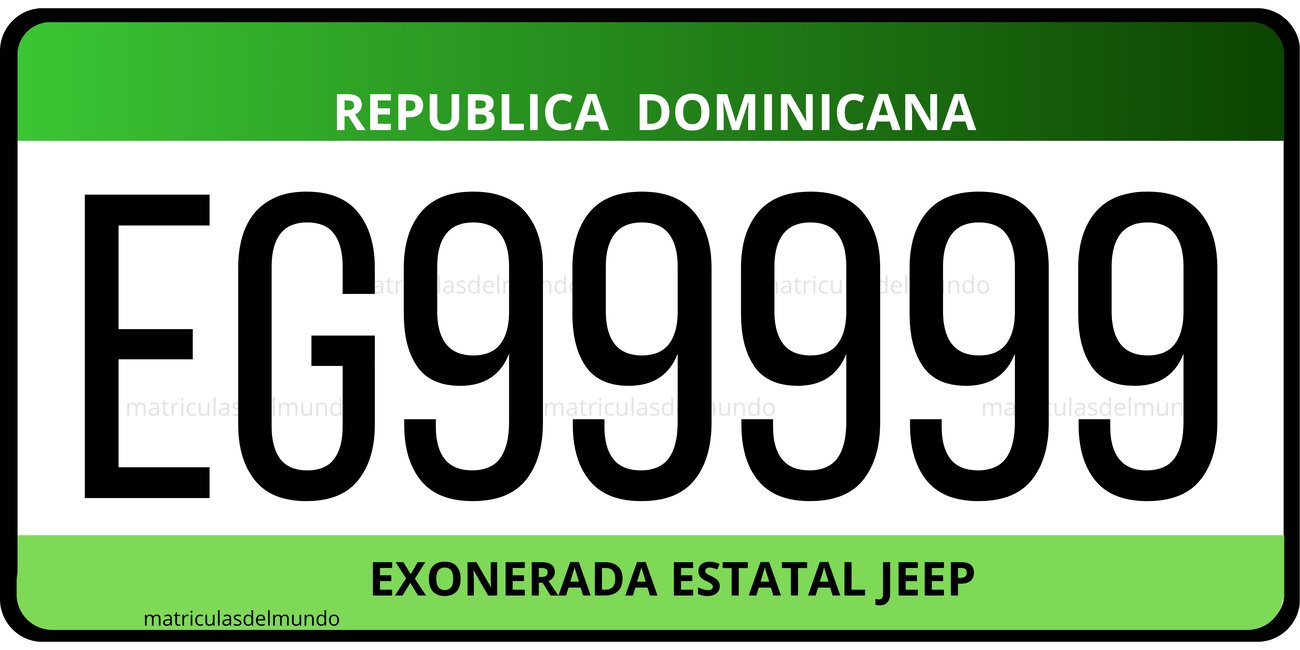 Dominican Republic exempt blue state-owned SUV license plate example