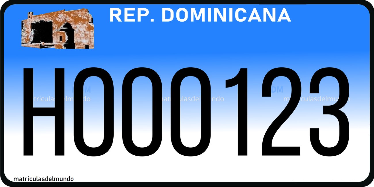 Dominican Republic blue ambulance license plate