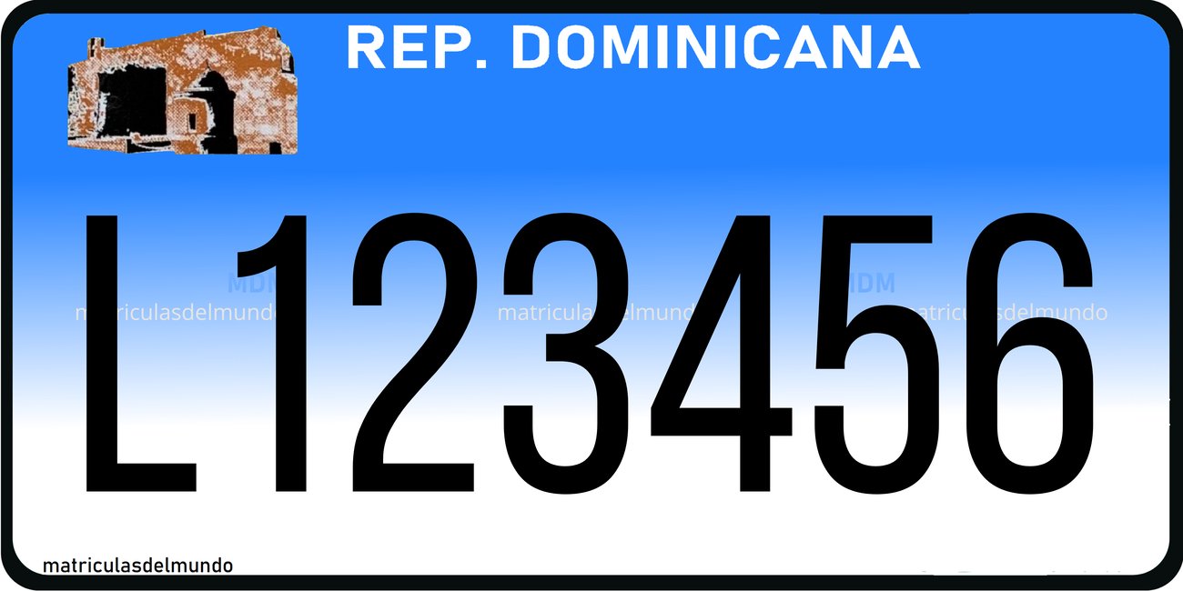Dominican Republic blue cargo license plate