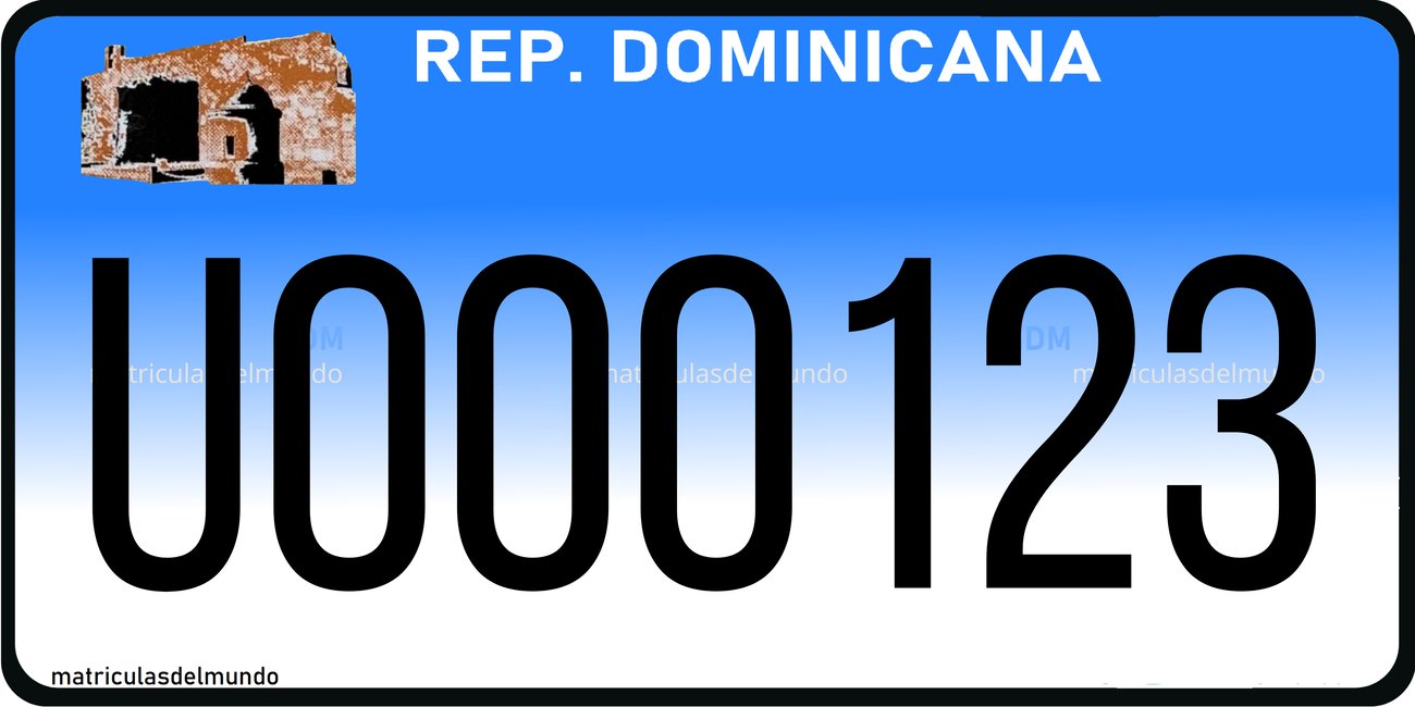 Dominican Republic blue heavy machinery license plate