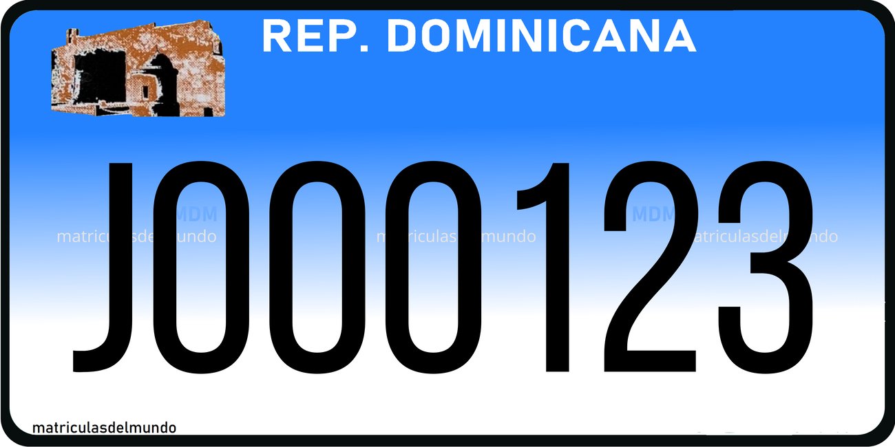 Dominican Republic blue forklift license plate