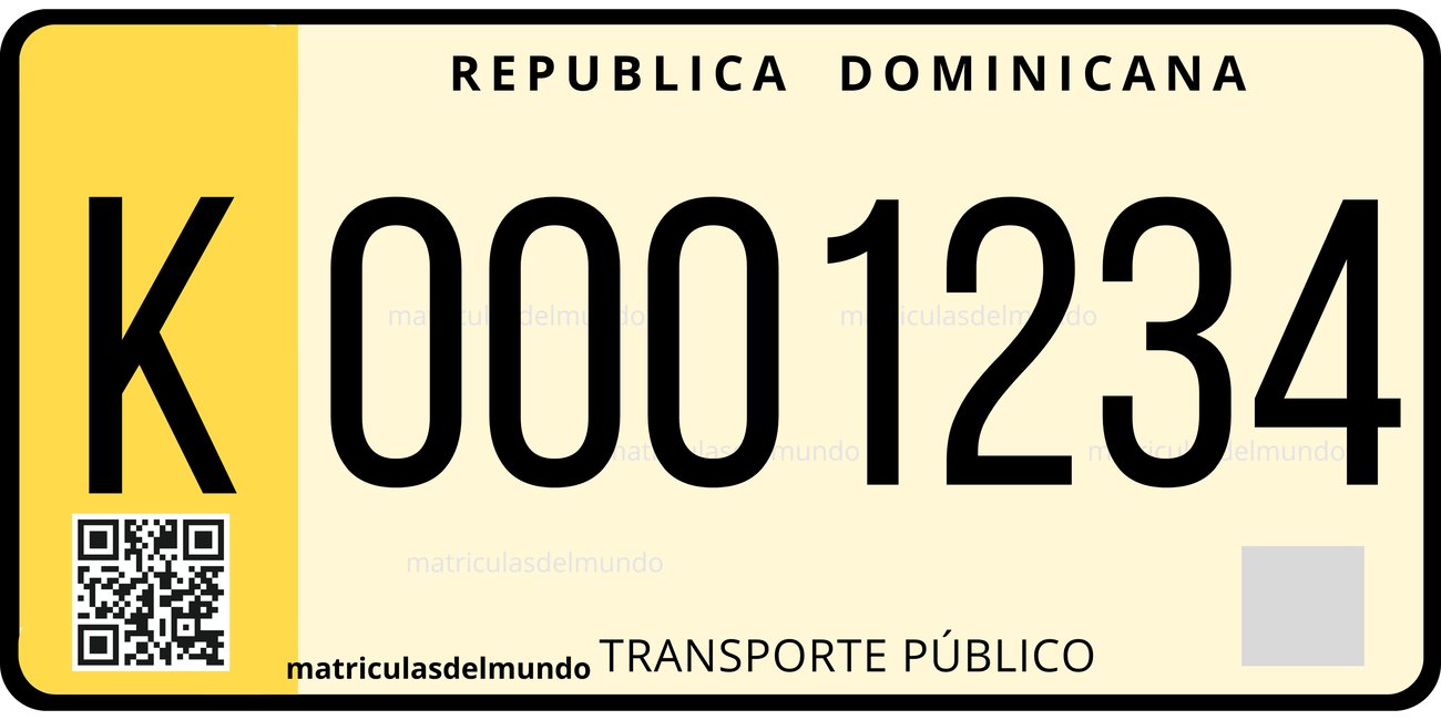 Dominican Republic yellow motorcycle license plate with letter K