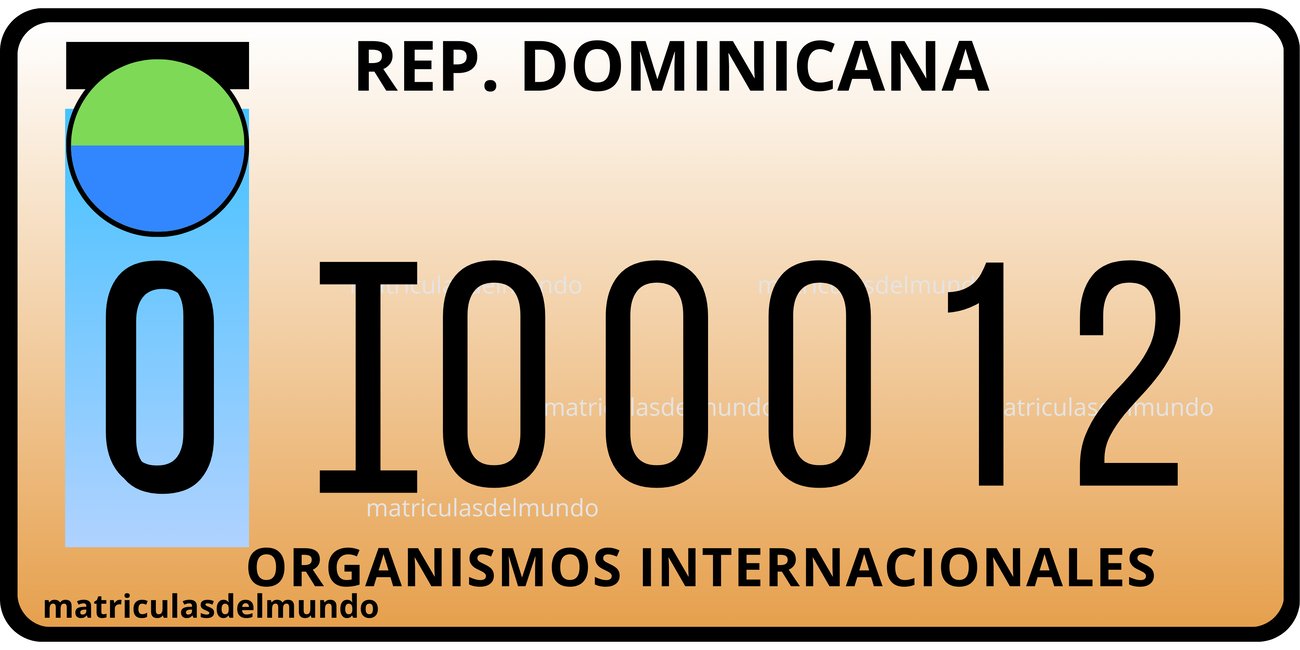 Dominican Republic international organization license plate example
