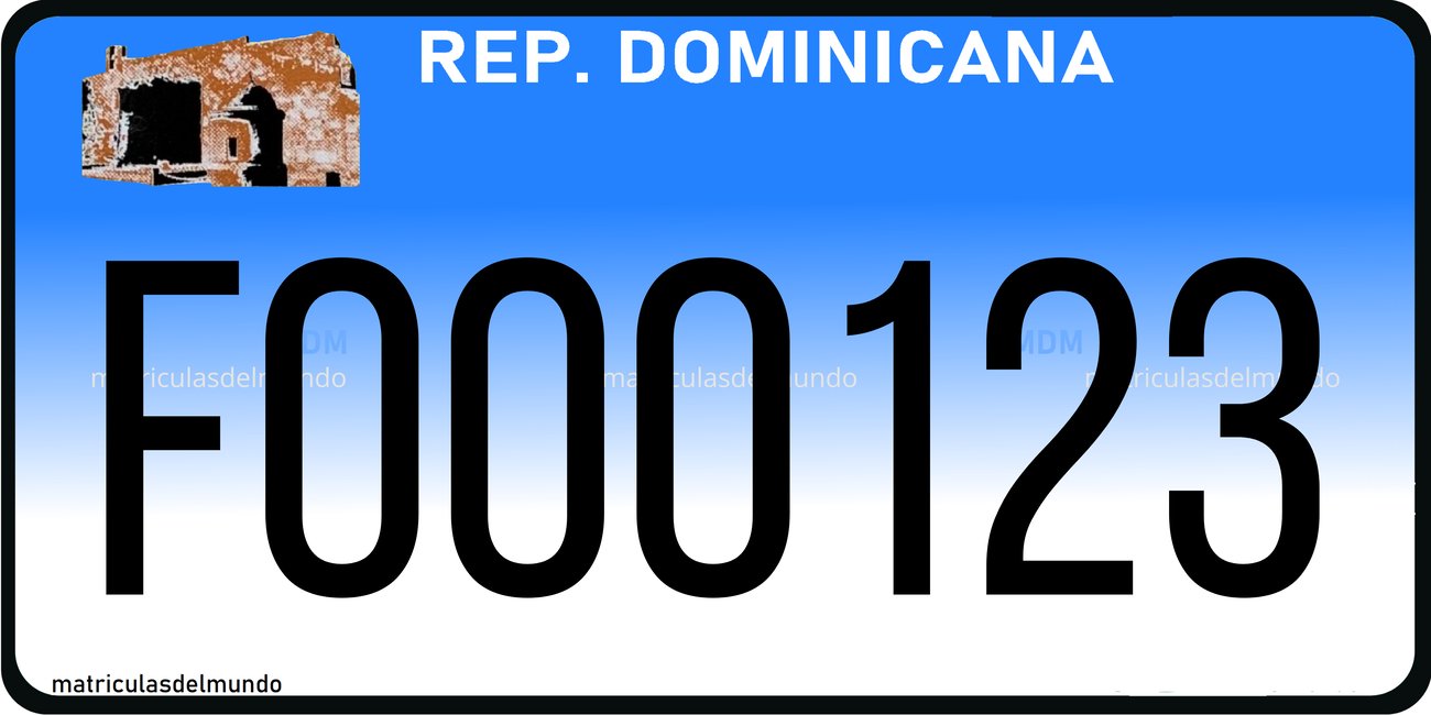 Dominican Republic blue trailer license plate
