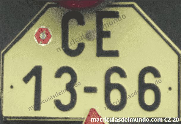 Matricula de Chequia comercial antigua amarilla
