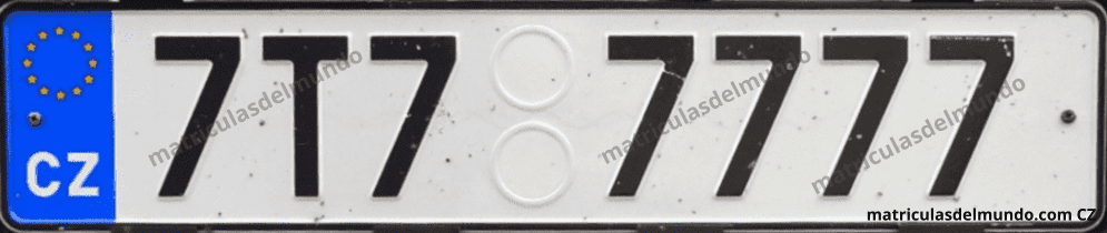 Matrícula de coche de República Checa con eurobanda con la letra T
