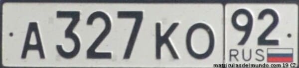Matrícula de coche de Rusia de la región 92 de Sevastopol en Ucrania