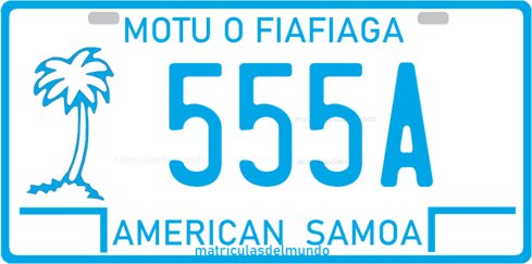 matricula americana de Samoa Americana actual de ejemplo