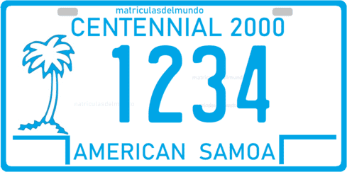 Antigua matrícula de Samoa Americana con fondo blanco 1234