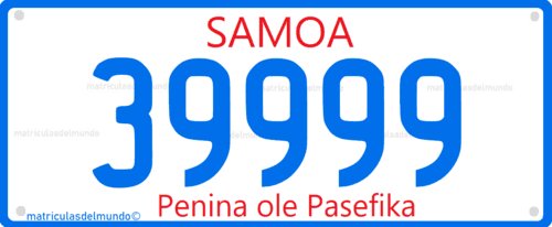 Samoa license plate used until 2010 Samoa license plate used until 2010