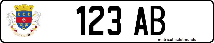 Matrícula de coche de San Bartolomé actual con tres letras
