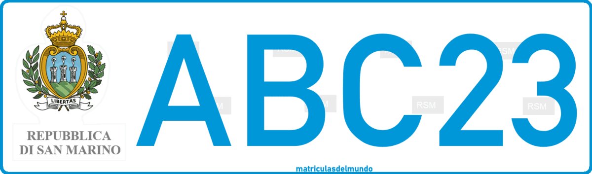 Imagen de matrícula de coche de San Marino personalizada