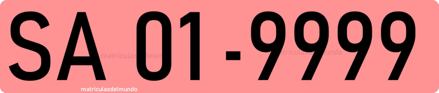 Ejemplo de matrícula de coche roja con letras SA