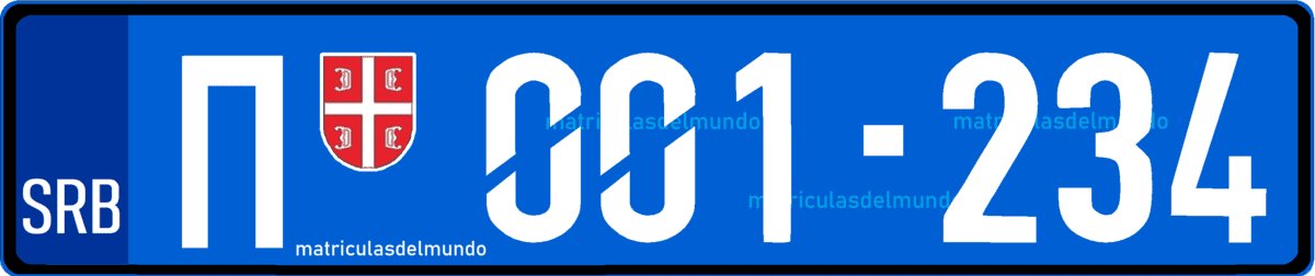 matricula serbia azul cirílico
