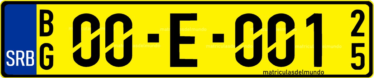 matrícula diplomática de serbia con letra E amarilla