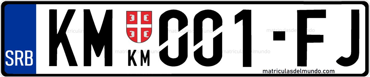 Matrícula de coche de Serbia actual para Kosovo