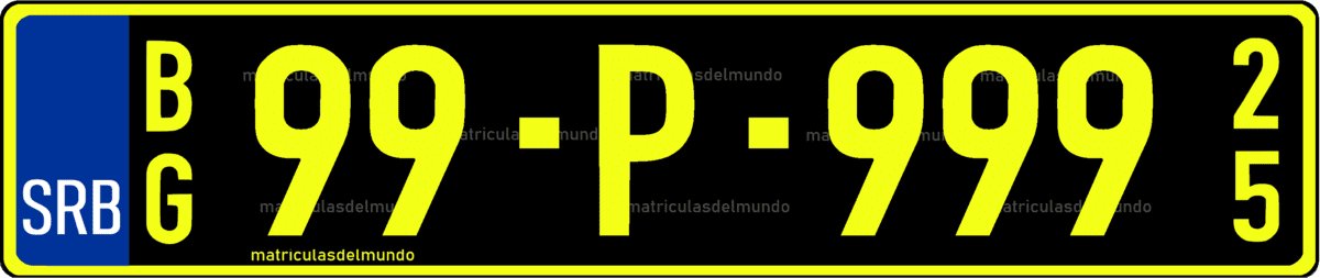 matrícula diplomática de serbia con letra P negra