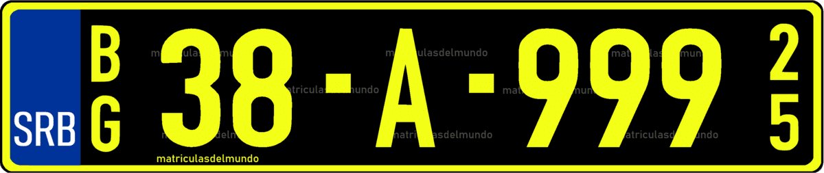 matrícula de Serbia del cuerpo diplomático con fondo negro