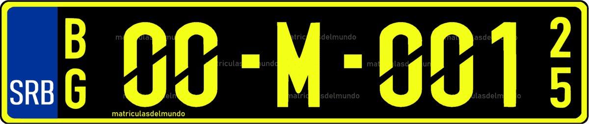 matrícula diplomática de serbia con letra M negra