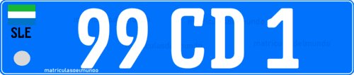 Matrícula de coche de Sierra Leona perteneciente al Cuerpo Diplomático Diplomatic license plate from Sierra Leone