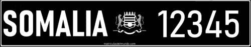 Matrícula de coche de Somalia antigua delantera con fondo negro Matrícula de Somalia antigua desde los años 60 con fondo negro y tamaño italiano