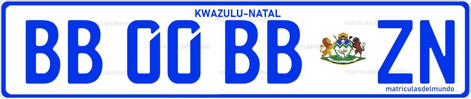 matrícula de coche de KwaZulu-Natal con letras azules BB00BBZN