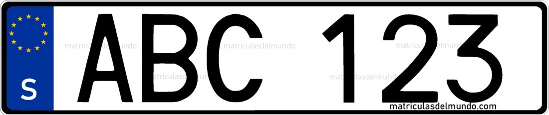 Antigua matrícula de coche de Suecia con eurobanda azul