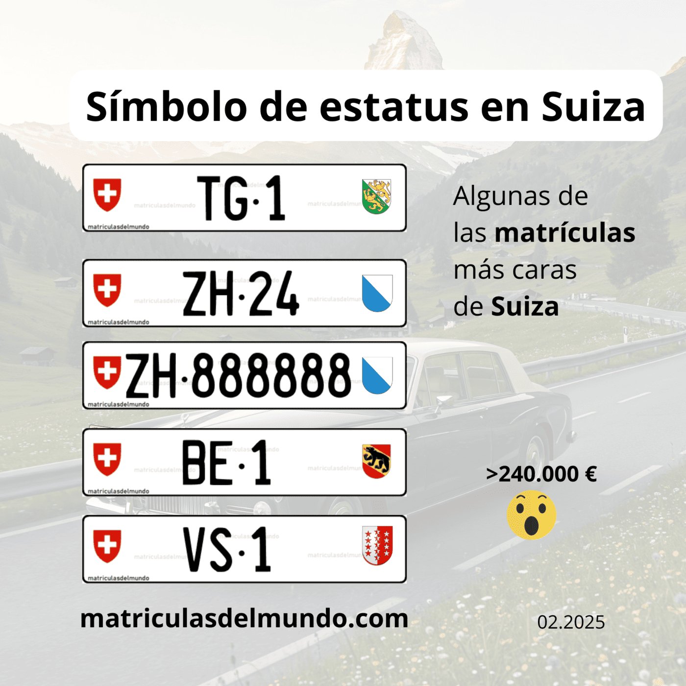 Imagen de algunas de las matrículas de coche y moto más caras de la historia de Suiza