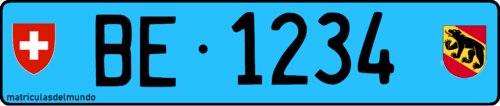 matricula de coche de Suiza azul para mantenimiento de carretera