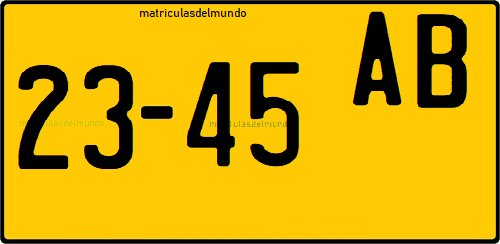 Example of an old Suriname car license plate Old Suriname car license plate with yellow background