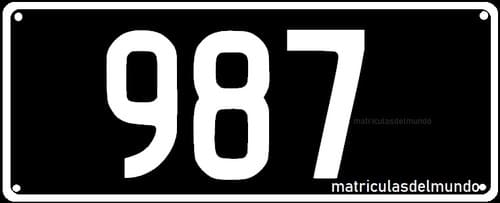 Matrícula de Tonga de color negro antigua 987