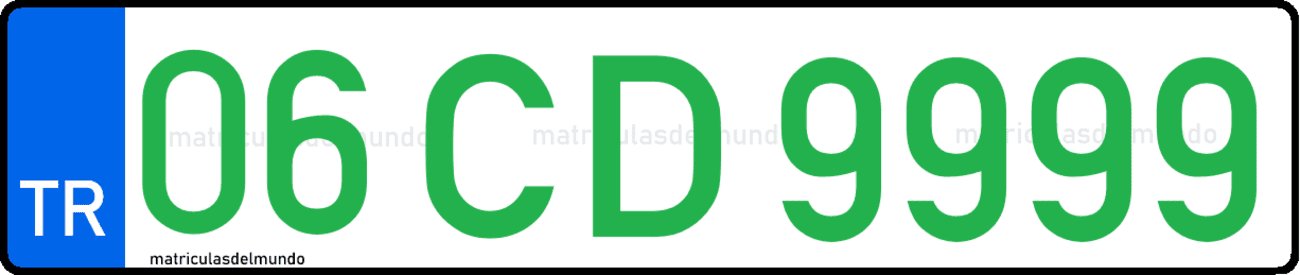 Dibujo ejemplo de matrícula de Turquía del cuerpo diplomático