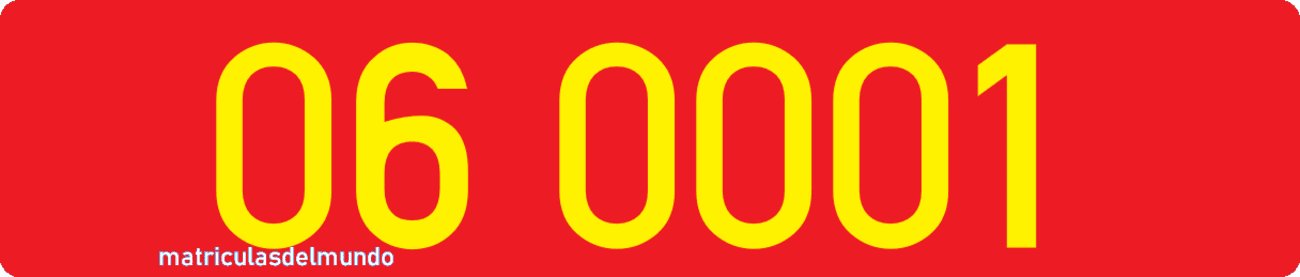 Dibujo ejemplo de matrícula de Turquía de la gobernación en fondo rojo