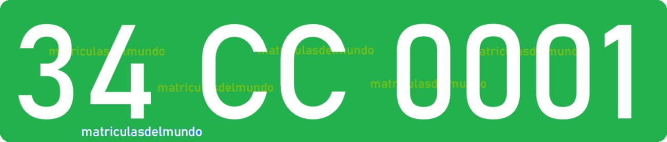 Dibujo ejemplo de matrícula de Turquía del cuerpo consular