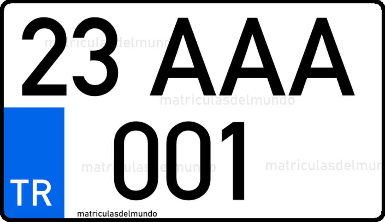 Ejemplo de dibujo de matrícula de moto de Turquía con dos lineas