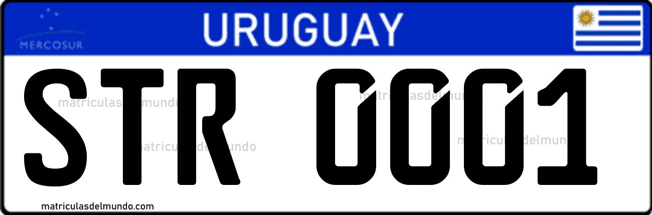 Matrícula especial de Uruguay actual del Mercosur para remolque de Montevideo