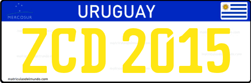 patente de auto del cuerpo diplomatico amarillo de Uruguay