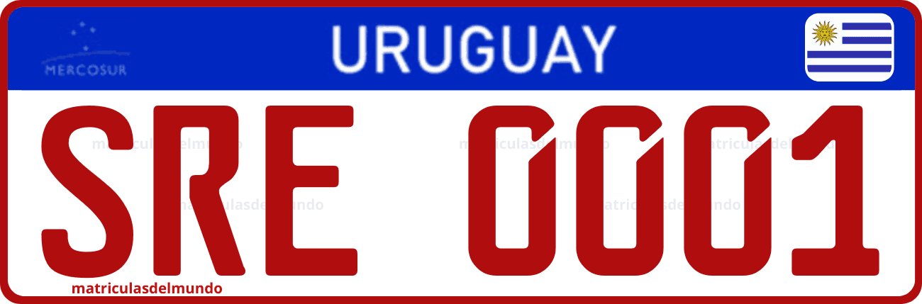 Matrícula especial de Uruguay actual del Mercosur para remise de Montevideo
