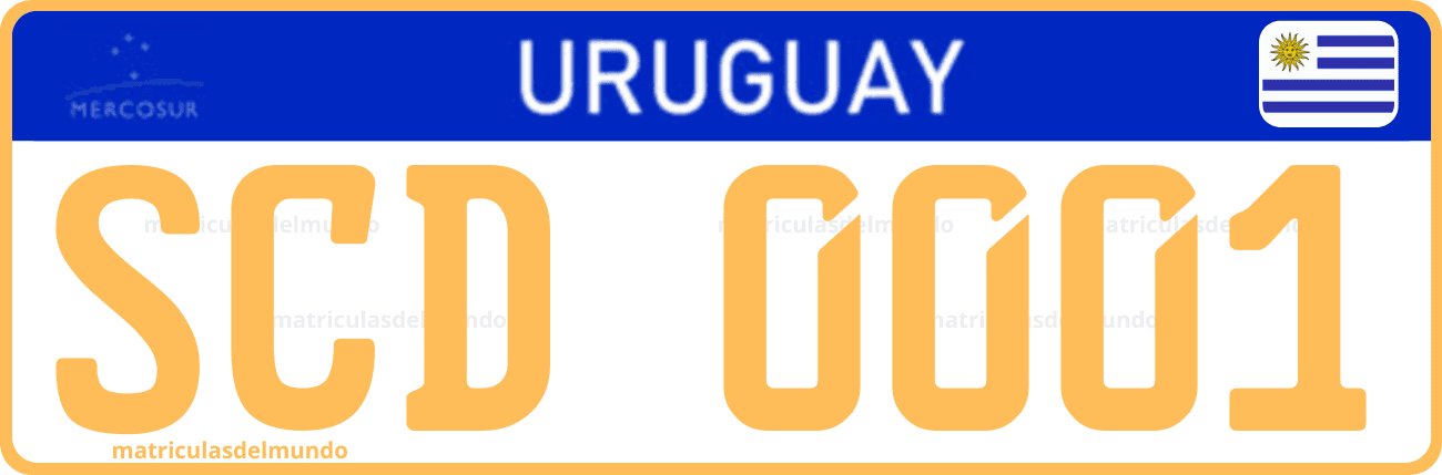 Matrícula especial de Uruguay actual del Mercosur para Cuerpo Diplomático