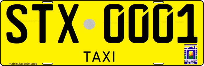 Matrícula especial de Uruguay antigua taxi amarilla
