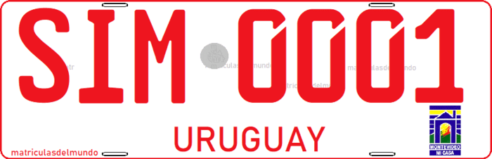 Matrícula especial de Uruguay antigua para intendente municipal SIM roja