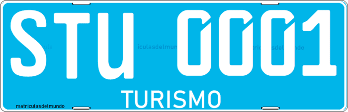 Matrícula especial de Uruguay antigua para turismo azul