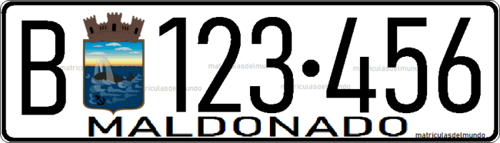 Matrícula ordinaria de Uruguay para Maldonado B123456 DE ejemplo