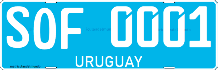 Matrícula especial de Uruguay antigua oficial azul