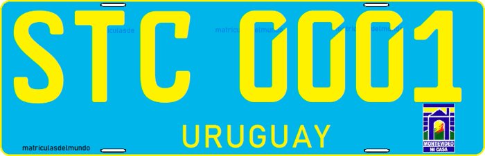 Matrícula especial de Uruguay antigua para transporte colectivo TC bus