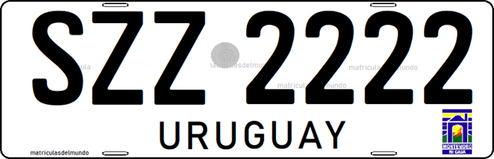 Matrícula especial de Uruguay antigua para vehículo con remolque letras ZZ