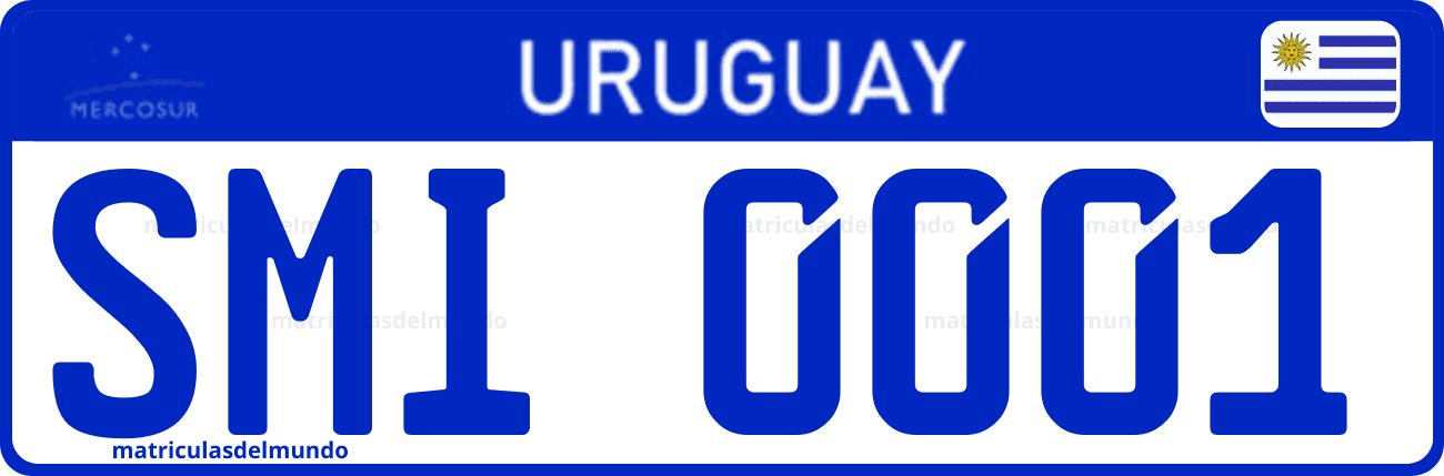 Matrícula especial de Uruguay actual del Mercosur para ministerio del interior