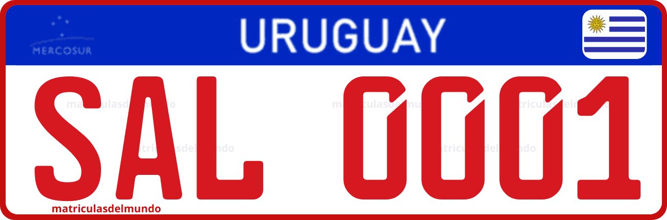 Matrícula especial de Uruguay actual del Mercosur para vehículo de alquiler