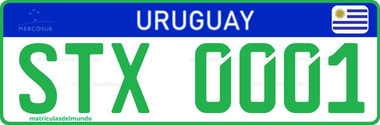 Matrícula especial de Uruguay actual del Mercosur para taxi de Montevideo