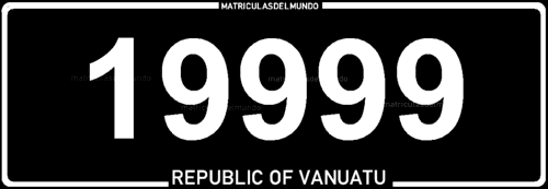 Matrícula actual de Vanuatu de color negro 19999